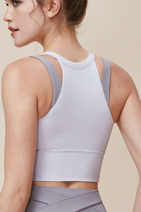 Women’s Color-Block Two-Tone Workout Vest — “Two-in-One” Look, Mesh Back & Built-In Support