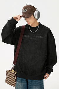 Men’s Split Stitching American Retro Crew Neck Sweatshirt – Vintage Fall & Winter Pullover