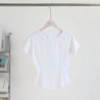 Women’s High-Stretch Yoga Short-Sleeved Sports T-Shirt – Breathable Mesh Back Design