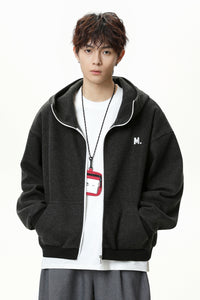 Heavyweight Color-Block Zipper Hooded Sweater – Thickened Casual Fall & Winter Sweater