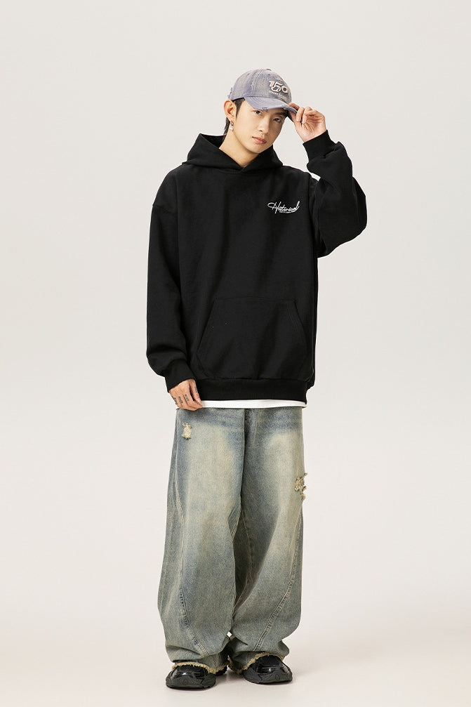 Retro Heavyweight Hoodie – Embroidered Lettering