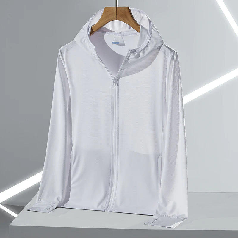 Women’s UPF 50+ Ice Silk Sun Protection Jacket – Cooling, Lightweight, Detachable Hood & Ponytail Slot