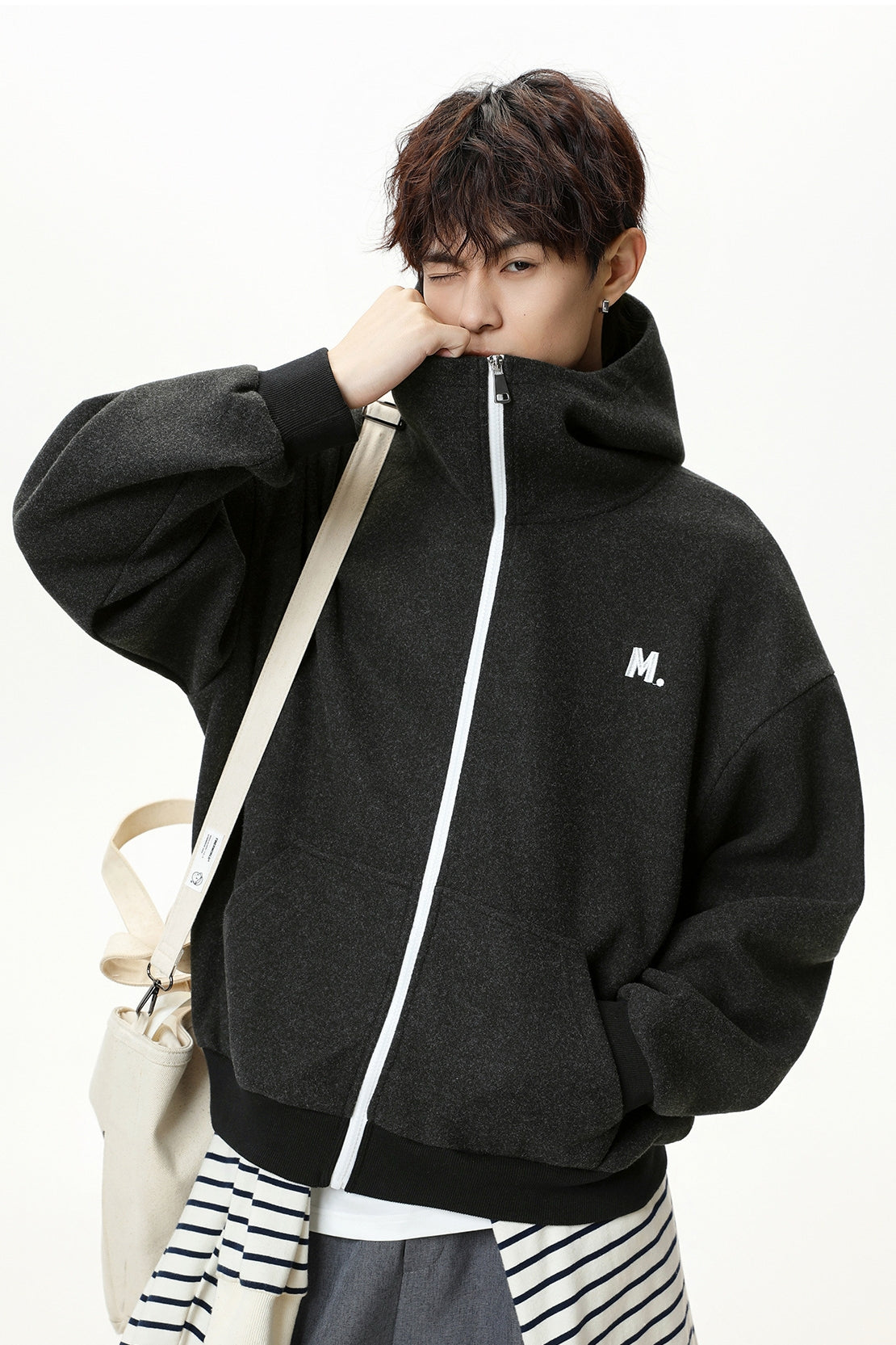 Heavyweight Color-Block Zipper Hooded Sweater – Thickened Casual Fall & Winter Sweater