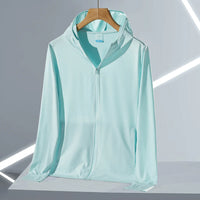 Women’s UPF 50+ Ice Silk Sun Protection Jacket – Cooling, Lightweight, Detachable Hood & Ponytail Slot