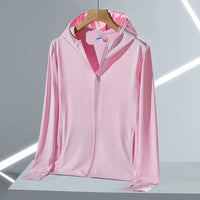 Women’s UPF 50+ Ice Silk Sun Protection Jacket – Cooling, Lightweight, Detachable Hood & Ponytail Slot
