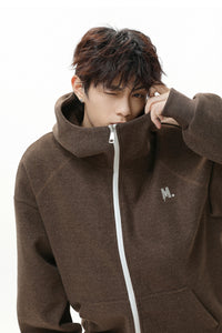 Heavyweight Color-Block Zipper Hooded Sweater – Thickened Casual Fall & Winter Sweater