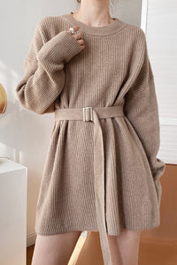 Round-Neck Sweater Mini Dress