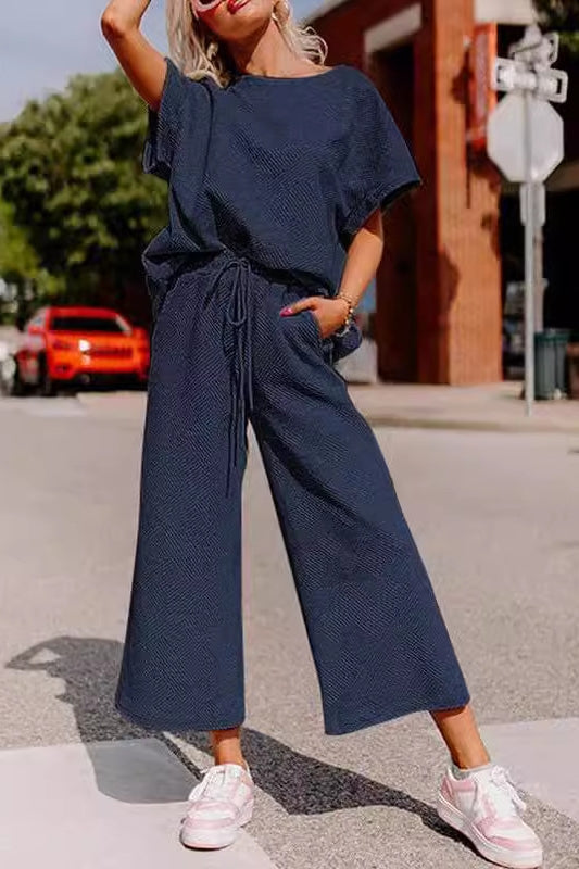 Casual Fashion Women's Wear Short-sleeved Trousers Two-piece Set