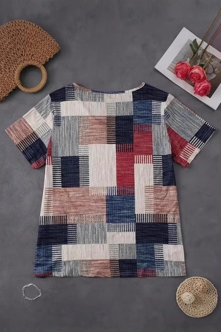 Trendy Casual Plaid Short Sleeve Top