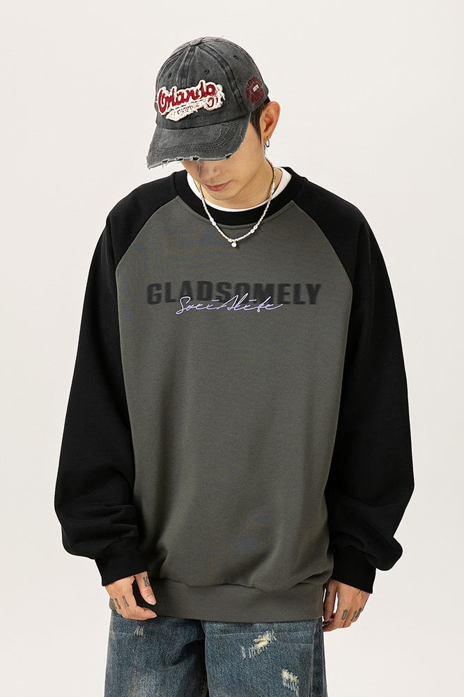 Men’s Color Contrast Patchwork Raglan Sleeve Sweatshirt – Trendy Fall & Winter Pullover