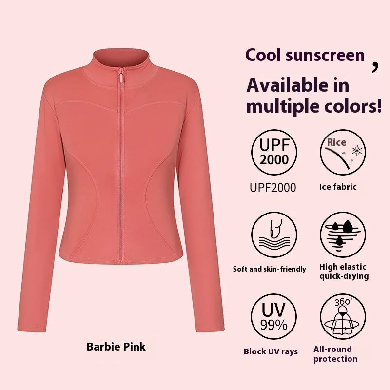 Women's UV Protection Yoga Jacket – Cooling, Stretch Fit, Long Sleeve Workout Layer
