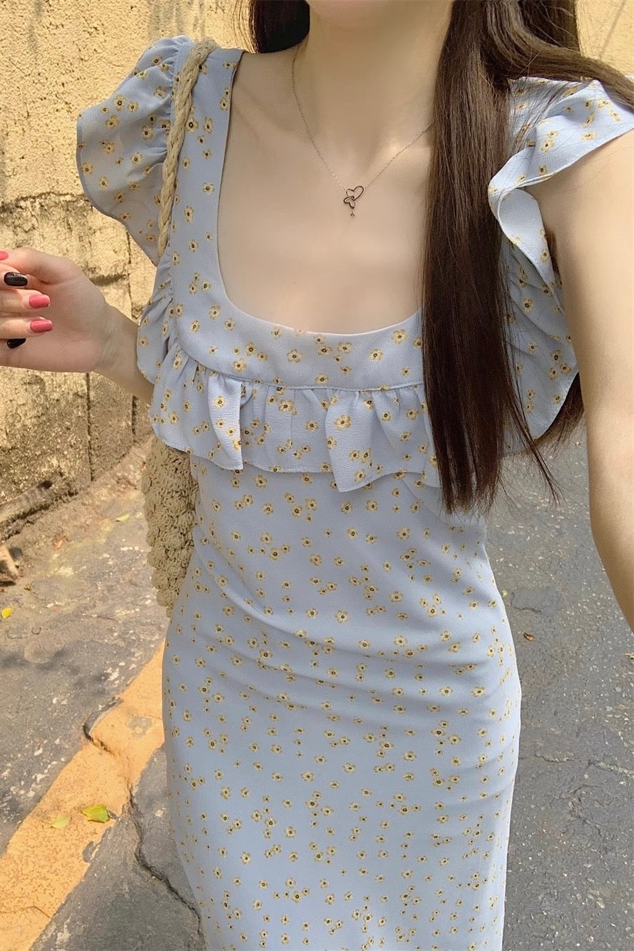 U-Neck Floral Maxi Dress