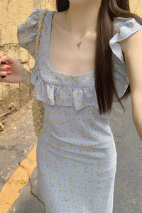 U-Neck Floral Maxi Dress