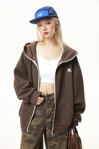 Heavyweight Color-Block Zipper Hooded Sweater – Thickened Casual Fall & Winter Sweater