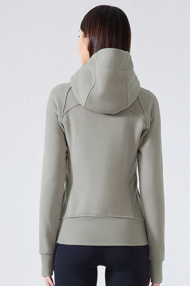 Women's Thick Warm Hooded Zip-Up Sport Jacket