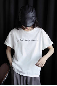 Letter Print Cotton T-Shirt