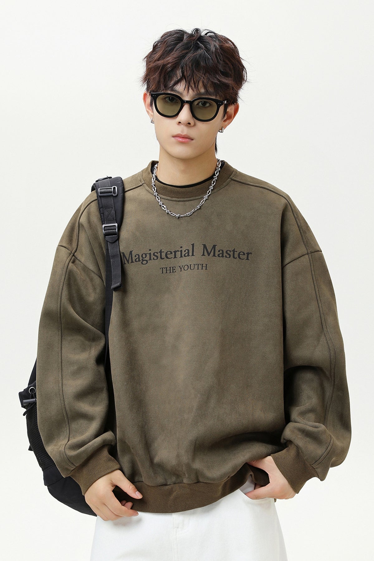 Men’s Split Stitching American Retro Crew Neck Sweatshirt – Vintage Fall & Winter Pullover