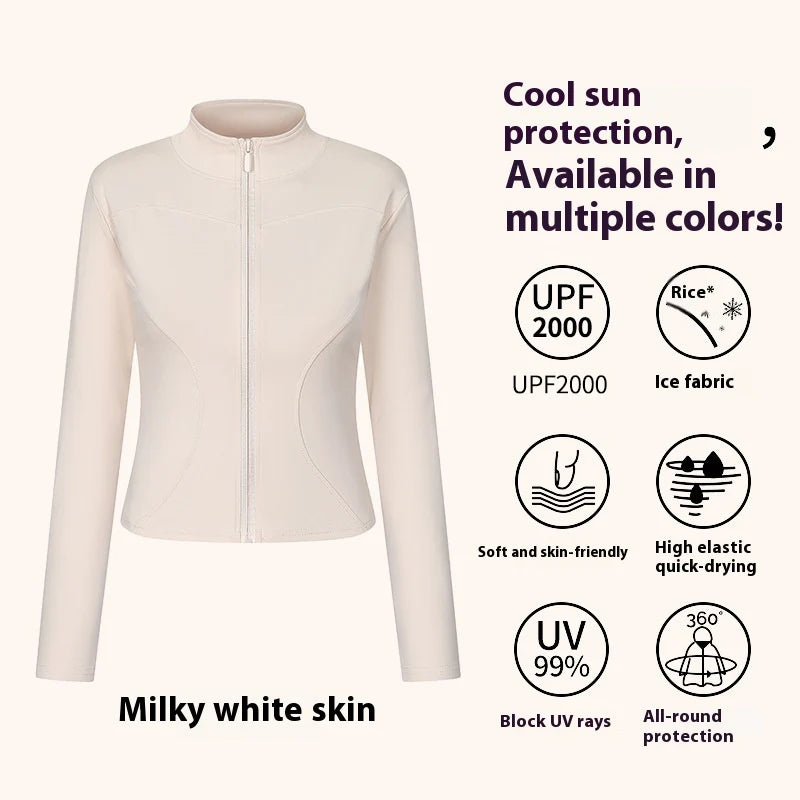 Women's UV Protection Yoga Jacket – Cooling, Stretch Fit, Long Sleeve Workout Layer