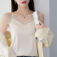 Eyelash Lace Satin Camisole Top – Elegant & Comfortable Sleepwear