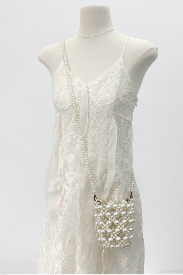 V-Neck Spaghetti Strap Lace Maxi Dress
