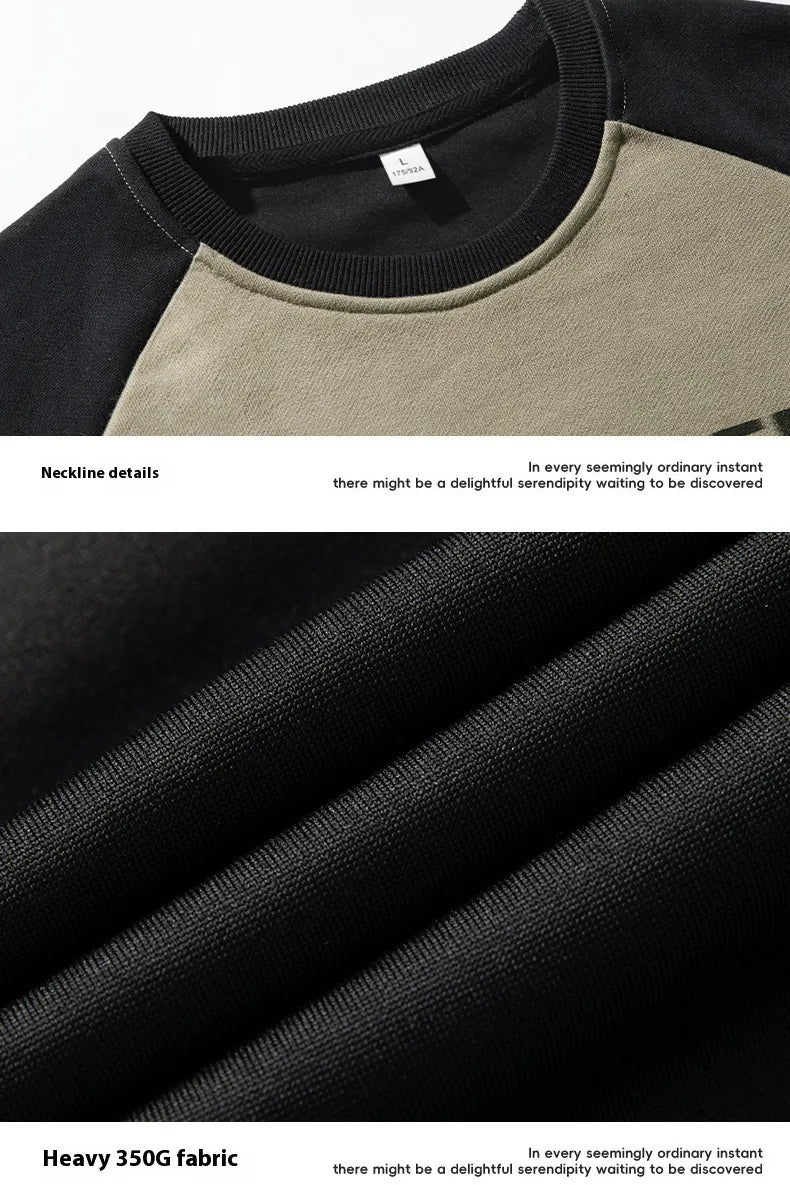 Men’s Color Block Raglan Sweatshirt – Contrast Patchwork Design