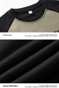 Men’s Color Block Raglan Sweatshirt – Contrast Patchwork Design
