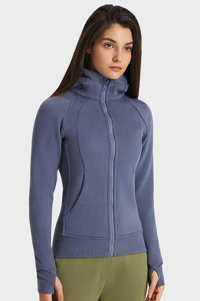 Women's Thick Warm Hooded Zip-Up Sport Jacket