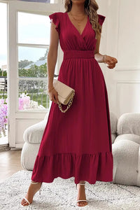 Flowy Short Sleeve Summer Maxi Dress