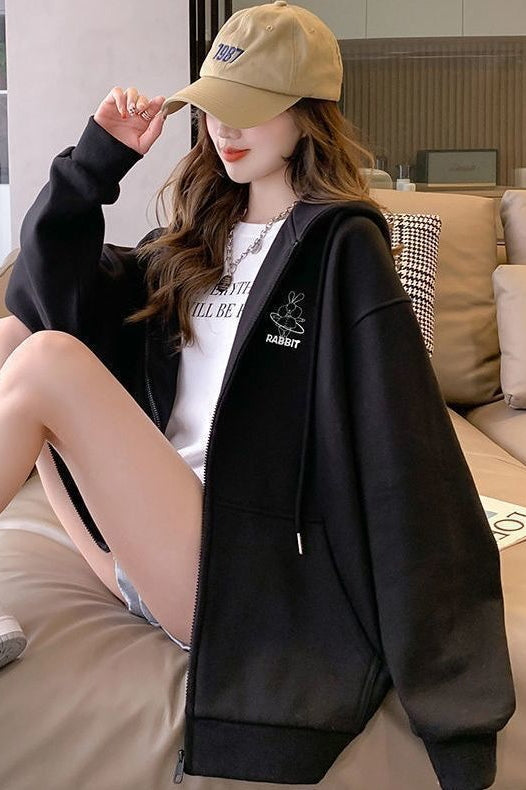 Women's Embroidered Zip-Up Sweater