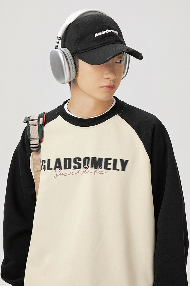 Men’s Color Contrast Patchwork Raglan Sleeve Sweatshirt – Trendy Fall & Winter Pullover