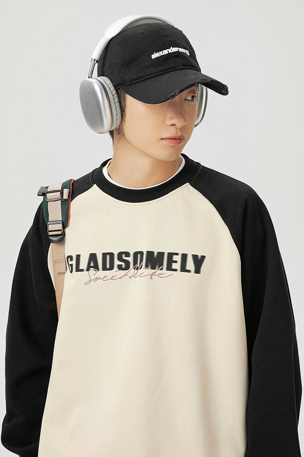 Men’s Color Contrast Patchwork Raglan Sleeve Sweatshirt – Trendy Fall & Winter Pullover