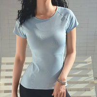 Quick Dry Fitness Short Sleeves with Breathable Back Design – Lightweight & Stylish Activewear