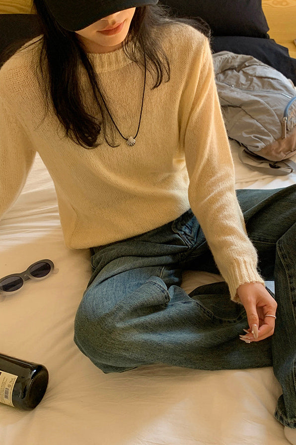 Round-Neck Knit Sweater