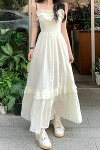 Cream Chiffon Maxi Dress