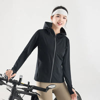 Women’s UPF 50+ Ice Silk Cooling Sun Protection Jacket – Breathable Face Cover & Detachable Black-Coated Hood