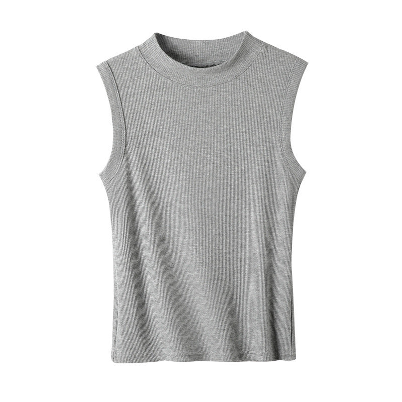 Round-Neck Thread Sleeveless Vest Sling – Slim-Fit Viscose Fiber Top