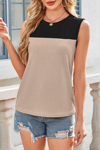 Round-Neck Multicolor Sleeveless Top