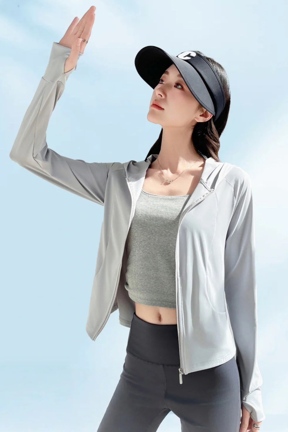 Women’s UPF 50+ Ice Silk Cooling Sun Protection Jacket – Lightweight, Breathable, with Side Pockets