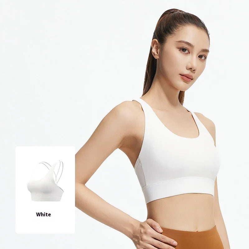 Women’s Mesh Cross-Back Shockproof Sports Bra – Supportive & Breathable Active Top