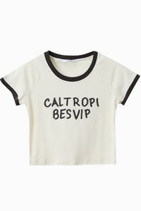 Letter Embroidery Slim Fit Short Sleeve T-Shirt