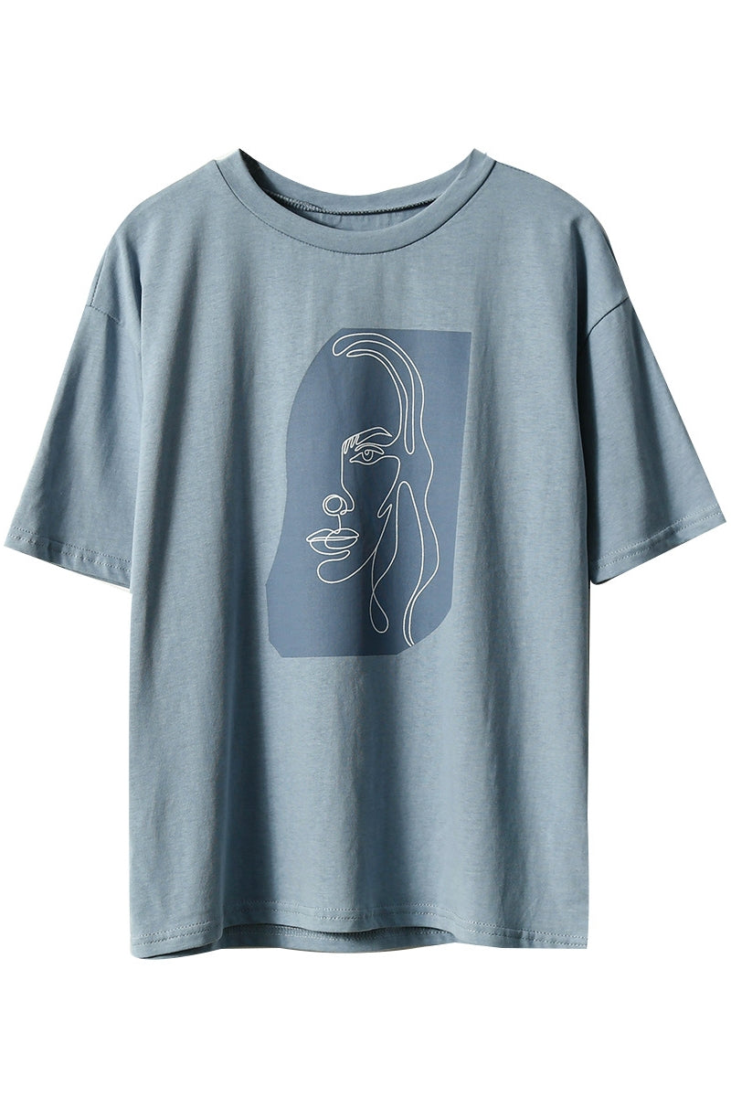 Abstract Character Print Cotton T-Shirt