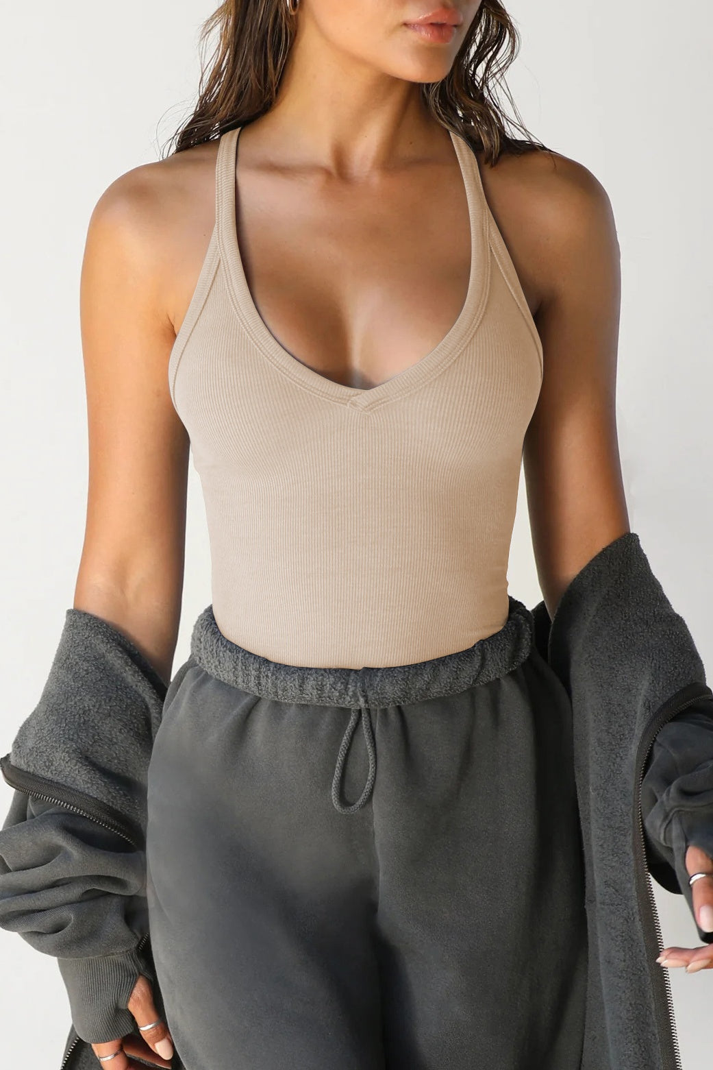 Slim Fit Ribbed Knit Vest Top