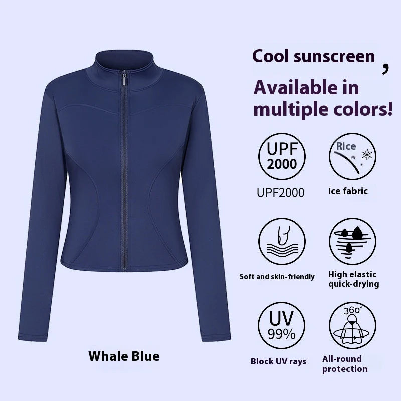 Women's UV Protection Yoga Jacket – Cooling, Stretch Fit, Long Sleeve Workout Layer