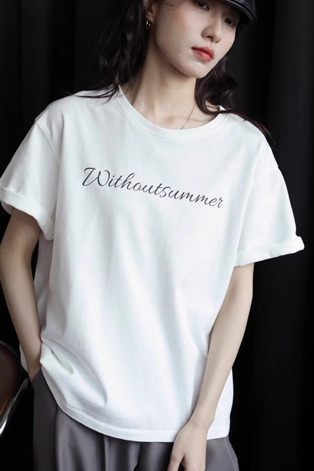 Letter Print Cotton T-Shirt