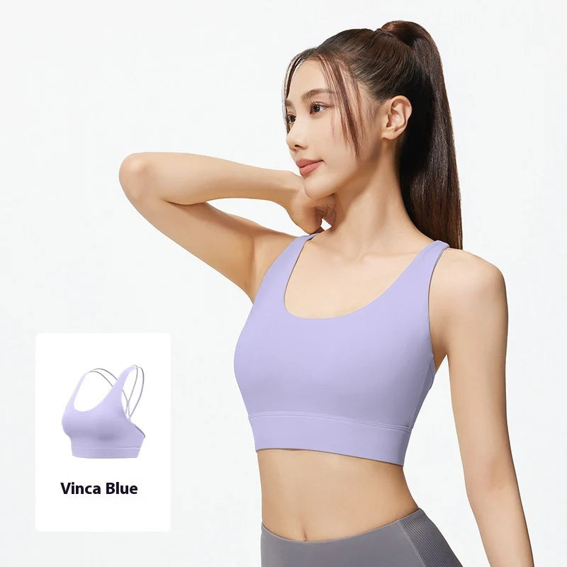 Women’s Mesh Cross-Back Shockproof Sports Bra – Supportive & Breathable Active Top