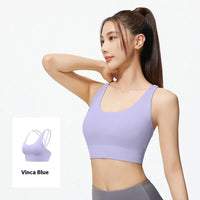 Women’s Mesh Cross-Back Shockproof Sports Bra – Supportive & Breathable Active Top