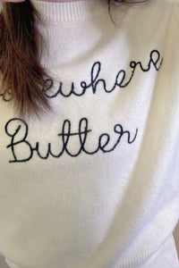 Printed "Somewhere Butter" Knit Sweater