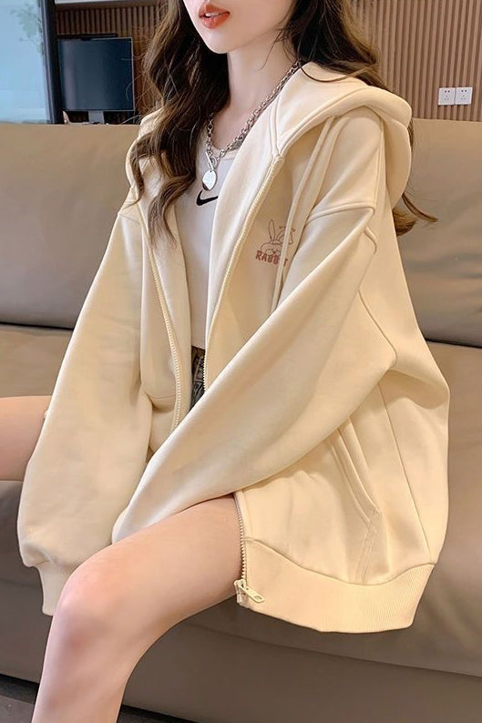 Women's Embroidered Zip-Up Sweater