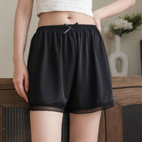 Women’s Loose Fit Ice Silk Lace Trim Safety Shorts – Anti-Exposure, Cooling & Breathable