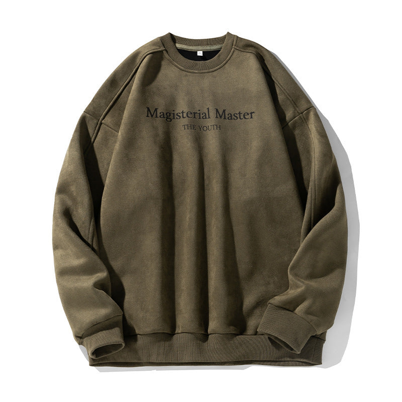 Men’s Split Stitching American Retro Crew Neck Sweatshirt – Vintage Fall & Winter Pullover